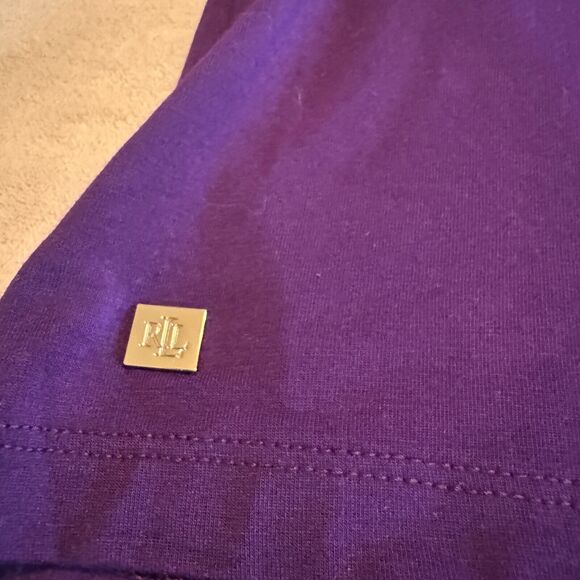 Lauren Ralph Lauren Purple Turtleneck Stretch Top sweater short sleeve viscose L - Picture 2 of 6